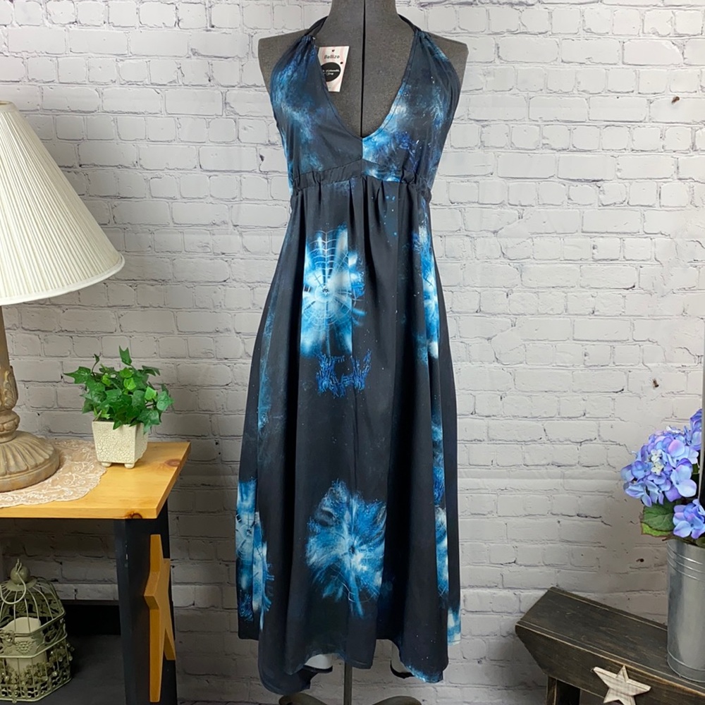 Bellizo Tie Dyed Halter Top Sun Dress